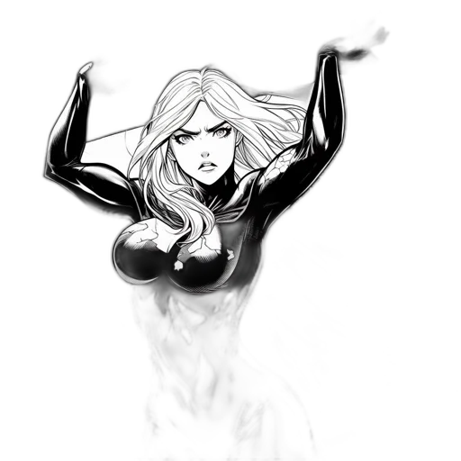 comic book art, concept art, fantasy art, cartoon, fire, neon lights, outer space, monochrome transparent PNG cut-out