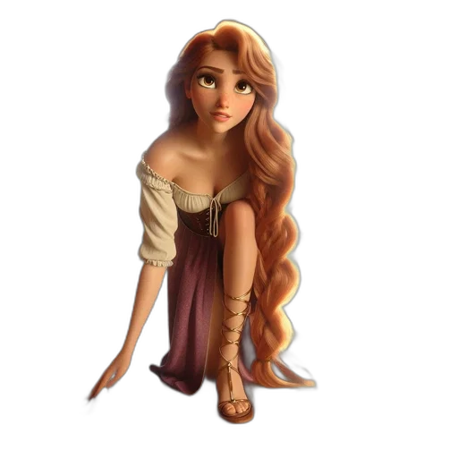dress, staff, jewelry, crown, fantasy art, concept art, 3d render, cartoon transparent PNG cut-out