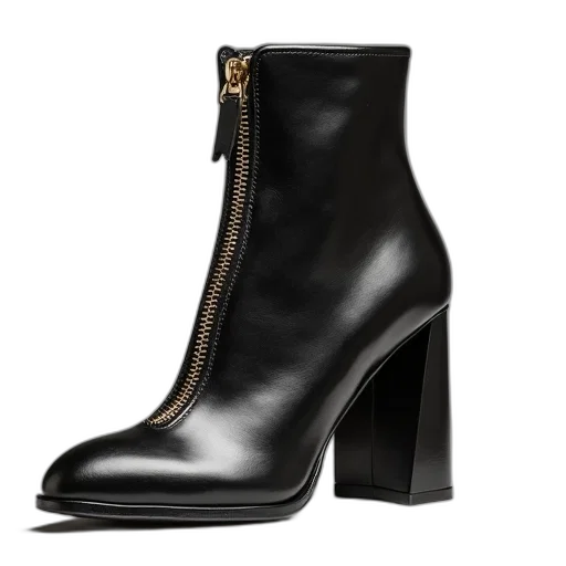 shoes, shoe, double, metal, zip, around, top, heel transparent PNG cut-out