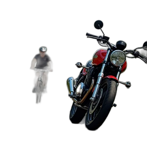 concept art, 3d render, photorealistic, red, white, motorcycle, parked, side transparent PNG cut-out