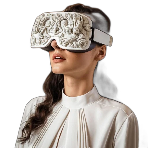 mask, hat, crown, face, woman, white, high-neck, blouse transparent PNG cut-out