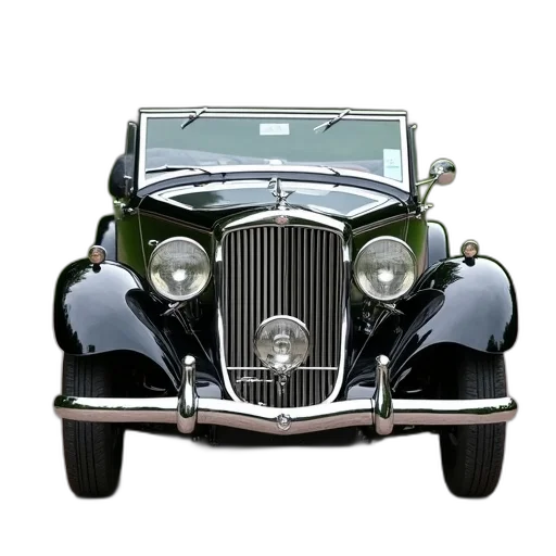 car, crown, photorealistic, 3d render, black, vintage, convertible, shiny transparent PNG cut-out