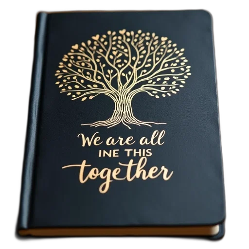 tree, closed, black, leather-bound, notebook, heart, design, cover transparent PNG cut-out
