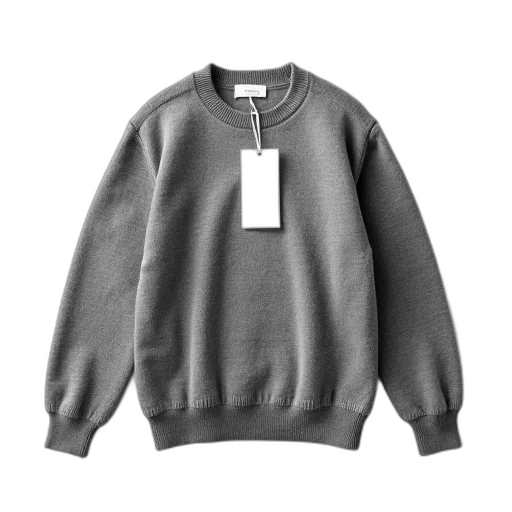 jacket, monochrome, grey, knitted, sweater, round, neckline, white transparent PNG cut-out