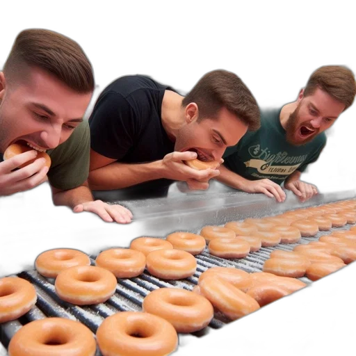 food, weapon, 3d render, three, men, savor, doughnuts, bustling transparent PNG cut-out