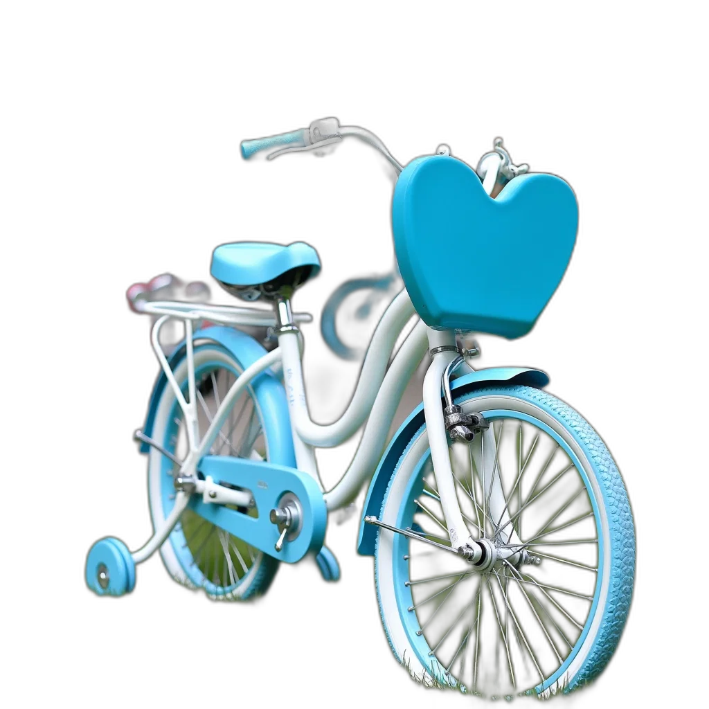 3d render, photorealistic, concept art, cartoon, blue, pastel, colorful, bicycle transparent PNG cut-out