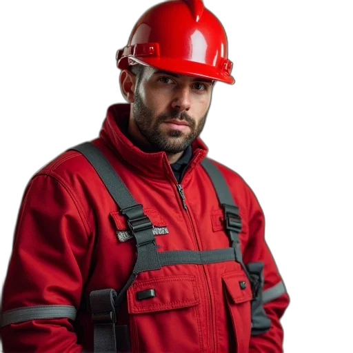 jacket, staff, red, wrenler transparent PNG cut-out
