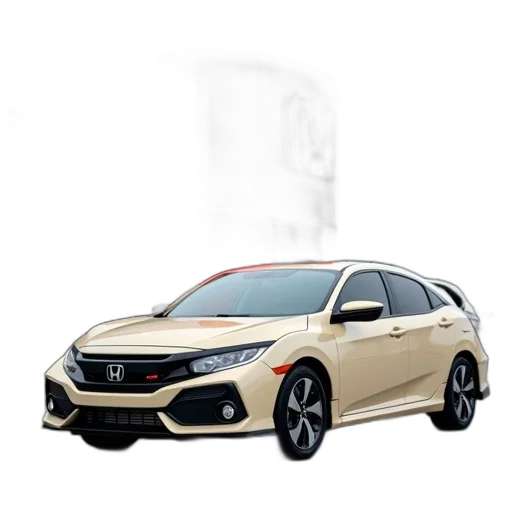 car, 3d render, beige, honda, civic, parked, front, dealership transparent PNG cut-out