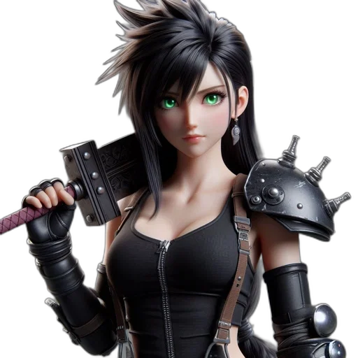 weapon, concept art, 3d render, fantasy art, cyberpunk, rendered, female, character transparent PNG cut-out