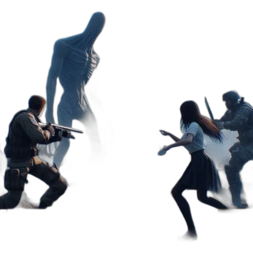 weapon, creature, concept art, 3d render, comic book art, fantasy art, fog, outer space transparent PNG cut-out