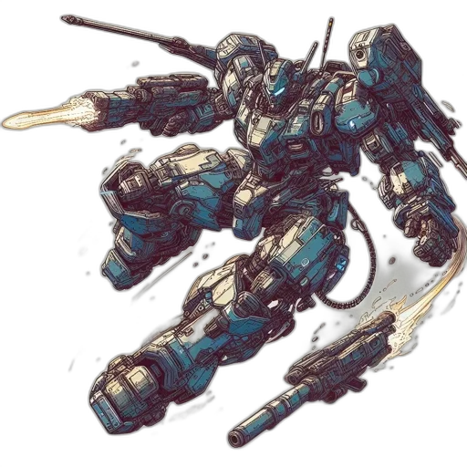 robot, weapon, concept art, cyberpunk, watercolor, pixel art, blue, pastel transparent PNG cut-out