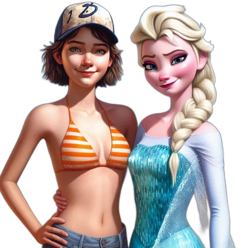 concept art, 3d render, fantasy art, cartoon, underwater, two, animated, characters transparent PNG cut-out