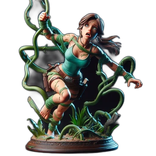 concept art, comic book art, fantasy art, detailed, figurine, female, character, teal transparent PNG cut-out