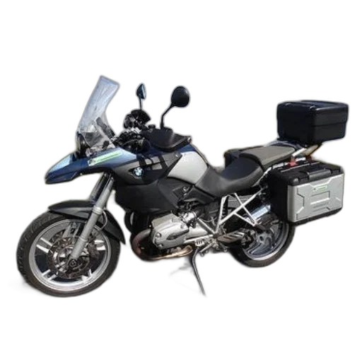 bmw, motorcycle, black, silver, color, scheme, parked, road transparent PNG cut-out