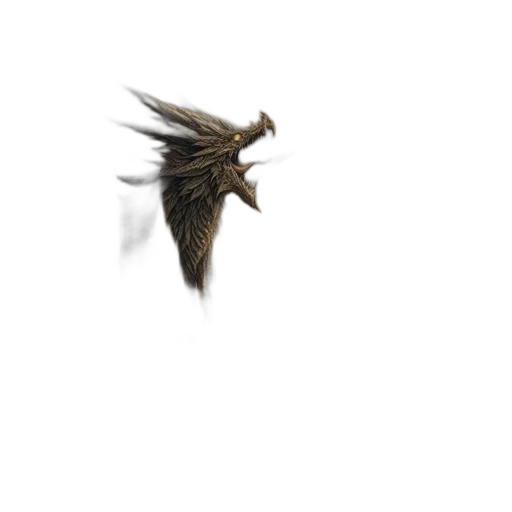 dragon, hair, creature, animal, concept art, 3d render, fantasy art, photorealistic transparent PNG cut-out