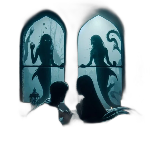 mask, furniture, concept art, fantasy art, 3d render, comic book art, underwater, night transparent PNG cut-out