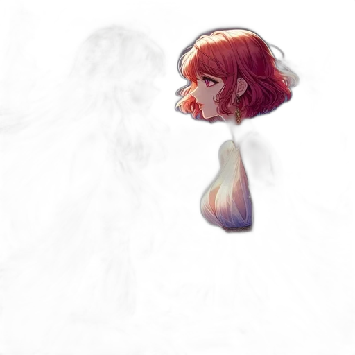 hair, creature, face, flower, concept art, watercolor, fantasy art, photorealistic transparent PNG cut-out