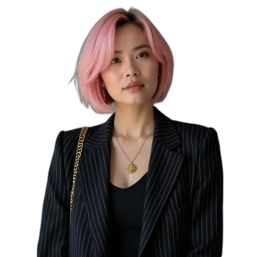 jacket, staff, jewelry, hair, cyberpunk, vaporwave, photorealistic, oil painting transparent PNG cut-out