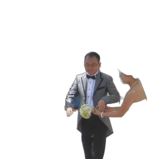staff, jacket, umbrella, 3d render, outer space, bride, groom, walking transparent PNG cut-out