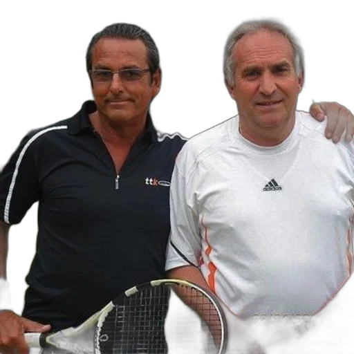 staff, two, men, pose, picture, tennis, court, one transparent PNG cut-out