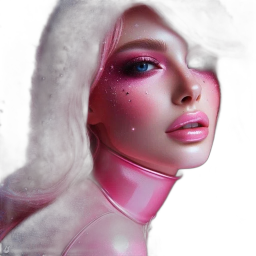face, robot, fantasy art, photorealistic, concept art, 3d render, outer space, neon lights transparent PNG cut-out