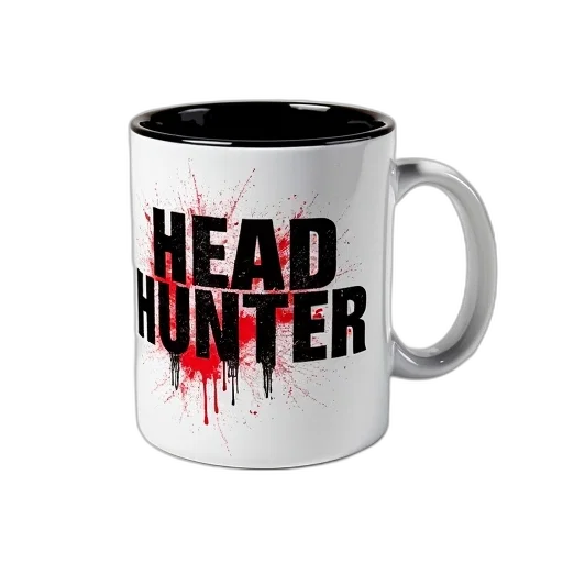 white, mug, black, rim, interior, displayed, against, background transparent PNG cut-out
