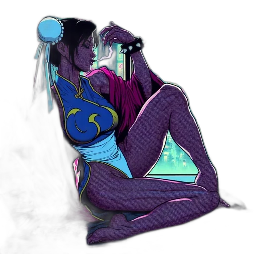 concept art, fantasy art, cyberpunk, comic book art, neon lights, outer space, underwater, blue transparent PNG cut-out