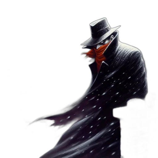 hat, mask, face, umbrella, concept art, comic book art, watercolor, fantasy art transparent PNG cut-out