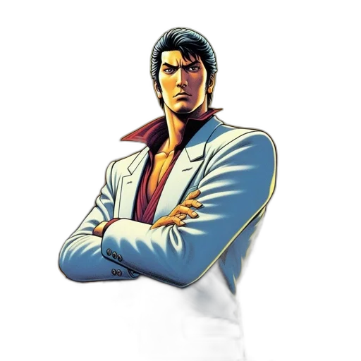 jacket, staff, face, concept art, comic book art, pixel art, cartoon, large transparent PNG cut-out