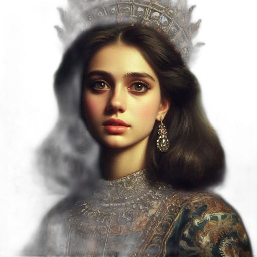 crown, jewelry, face, dress, fantasy art, photorealistic, concept art, oil painting transparent PNG cut-out