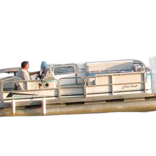 3d render, photorealistic, man, white, shirt, driving, pontoon, boat transparent PNG cut-out