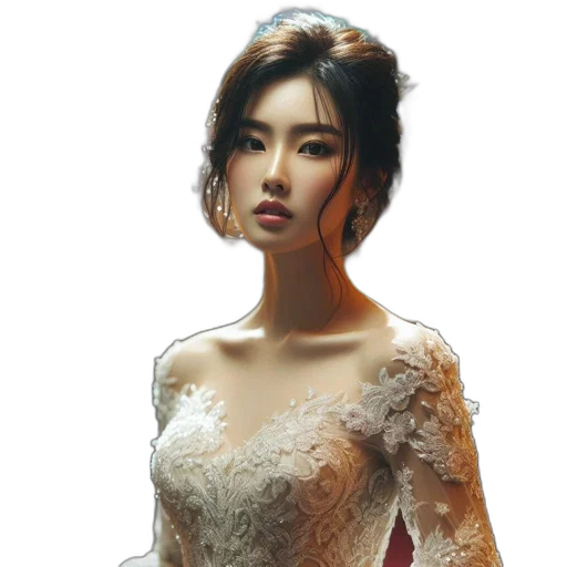 dress, jewelry, photorealistic, concept art, oil painting, fantasy art, woman, white transparent PNG cut-out