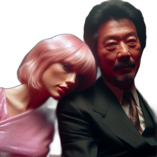face, vaporwave, cyberpunk, photorealistic, concept art, outer space, fire, neon lights transparent PNG cut-out