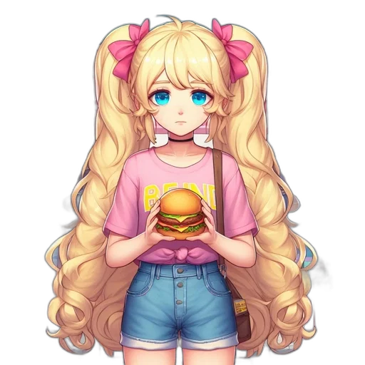 food, dress, staff, pixel art, anime, cartoon, fantasy art, pastel transparent PNG cut-out