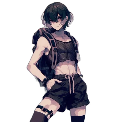 dress, staff, weapon, pixel art, concept art, anime, watercolor, dark transparent PNG cut-out
