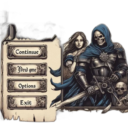 sword, concept art, fantasy art, comic book art, pixel art, dark, blue, monochrome transparent PNG cut-out