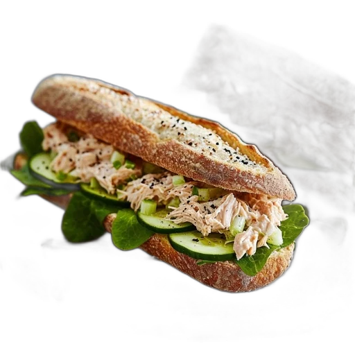 food, photorealistic, 3d render, delicious, fresh, sandwich, crusty, baguette transparent PNG cut-out