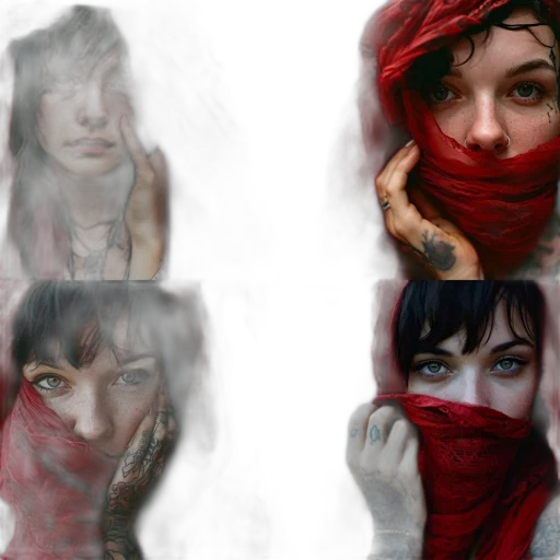 face, mask, photorealistic, fantasy art, concept art, comic book art, red, dark transparent PNG cut-out