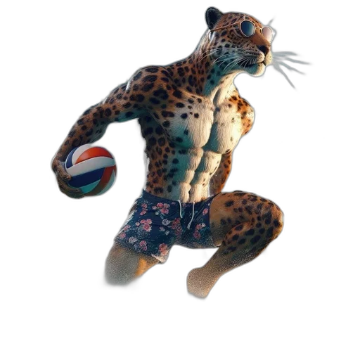 animal, creature, 3d render, concept art, photorealistic, fantasy art, muscular, leopard transparent PNG cut-out