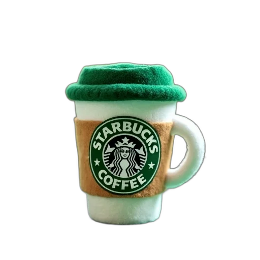 bottle, 3d render, photorealistic, plush, toy, resembling, starbucks, coffee transparent PNG cut-out