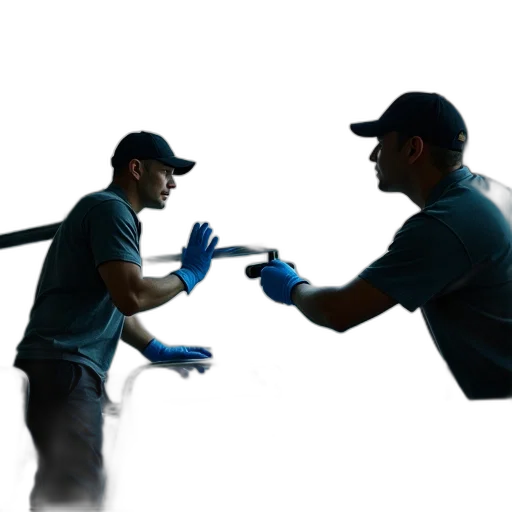 staff, weapon, sword, photorealistic, two, men, cleaning, interior transparent PNG cut-out