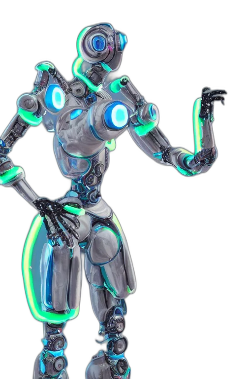 robot, concept art, 3d render, cyberpunk transparent PNG cut-out