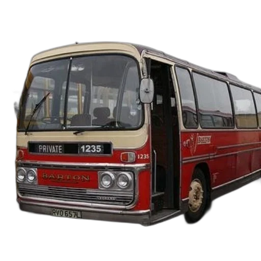 car, photorealistic, 3d render, vintage, red, cream-colored, bus, word transparent PNG cut-out
