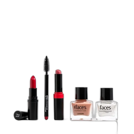 monochrome, red, dark, collection, makeup, products, displayed, against transparent PNG cut-out