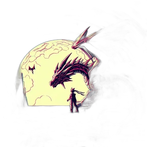 mask, crown, face, dragon, concept art, pixel art, anime, watercolor transparent PNG cut-out