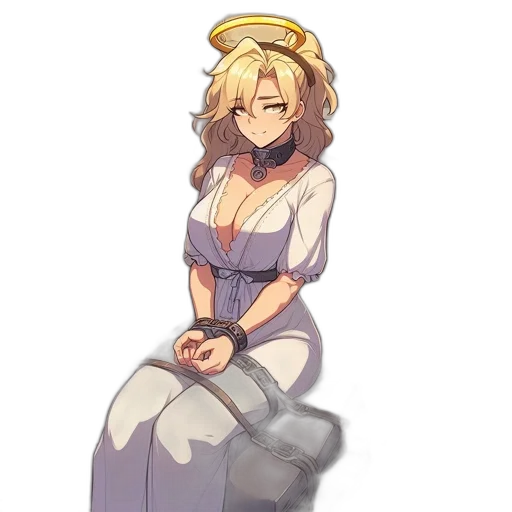 dress, staff, crown, hat, pixel art, concept art, anime, watercolor transparent PNG cut-out