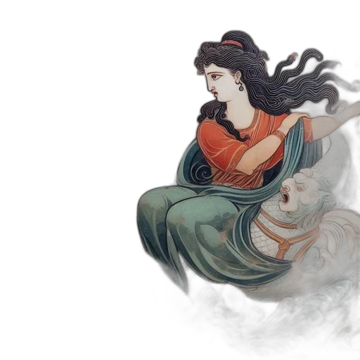 dragon, dress, sword, fantasy art, concept art, watercolor, pixel art, underwater transparent PNG cut-out
