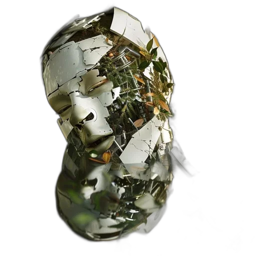mask, face, crown, jewelry, photorealistic, 3d render, concept art, cyberpunk transparent PNG cut-out