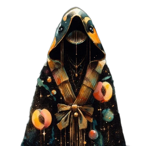 jacket, mask, dress, jewelry, concept art, fantasy art, 3d render, pixel art transparent PNG cut-out