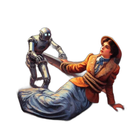 robot, concept art, pixel art, outer space, tense, setting, woman, lies transparent PNG cut-out